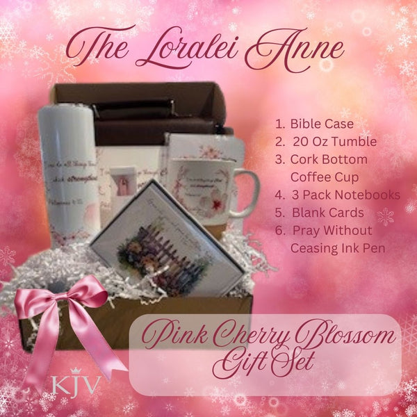 KJV Gift Set~ The Loralei Anne Complete Gift Set Pink Cherry Blossom Design