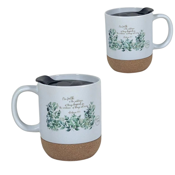 Cork Bottom Coffee Cup | KJV Scripture Green Eucalyptus Kinsman & Company