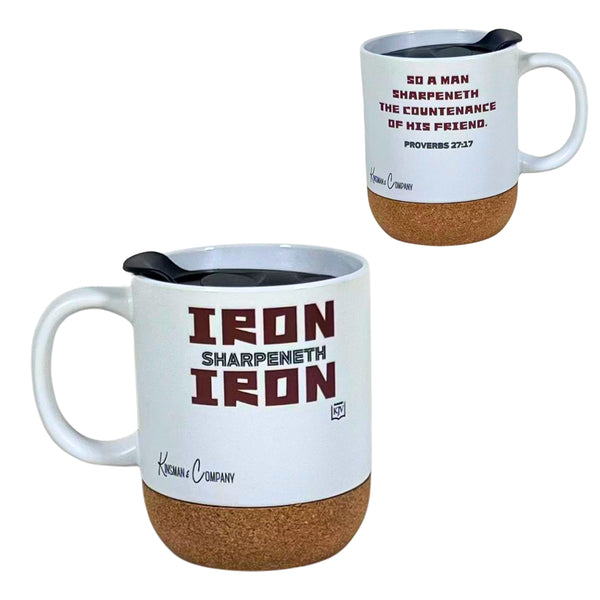 Cork Bottom Coffee Cup | KJV Scripture Iron Sharpeneth Iron Kinsman & Company