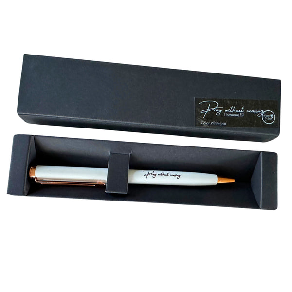 Ink Pen | White Ink Pen | Pray Without Ceasing Kinsman & Company