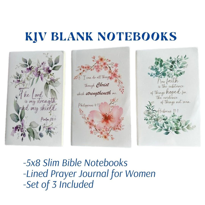 KJV Slim Notebook Variety 3 Pack | Kinsman & Company | Blank Journal Notebook, Devotional Notebooks, Traveler's Notebook, KJV Journal Bible, Inspirational Journal, Inspirational Notebook, Sermon Notebook, Sermon Notes Journal, Slim Notebook, 5x8 Journal Notebook, Notebooks Women, Sermon Note Journal, Spiritual Journals, Floral Notebook, Bible Journaling Accessory, Bible Study Notebook, Spiral Notebook, Small Floral Notebook, KJV Floral Notebook, Spiral Journal Notebook, Christian Journal